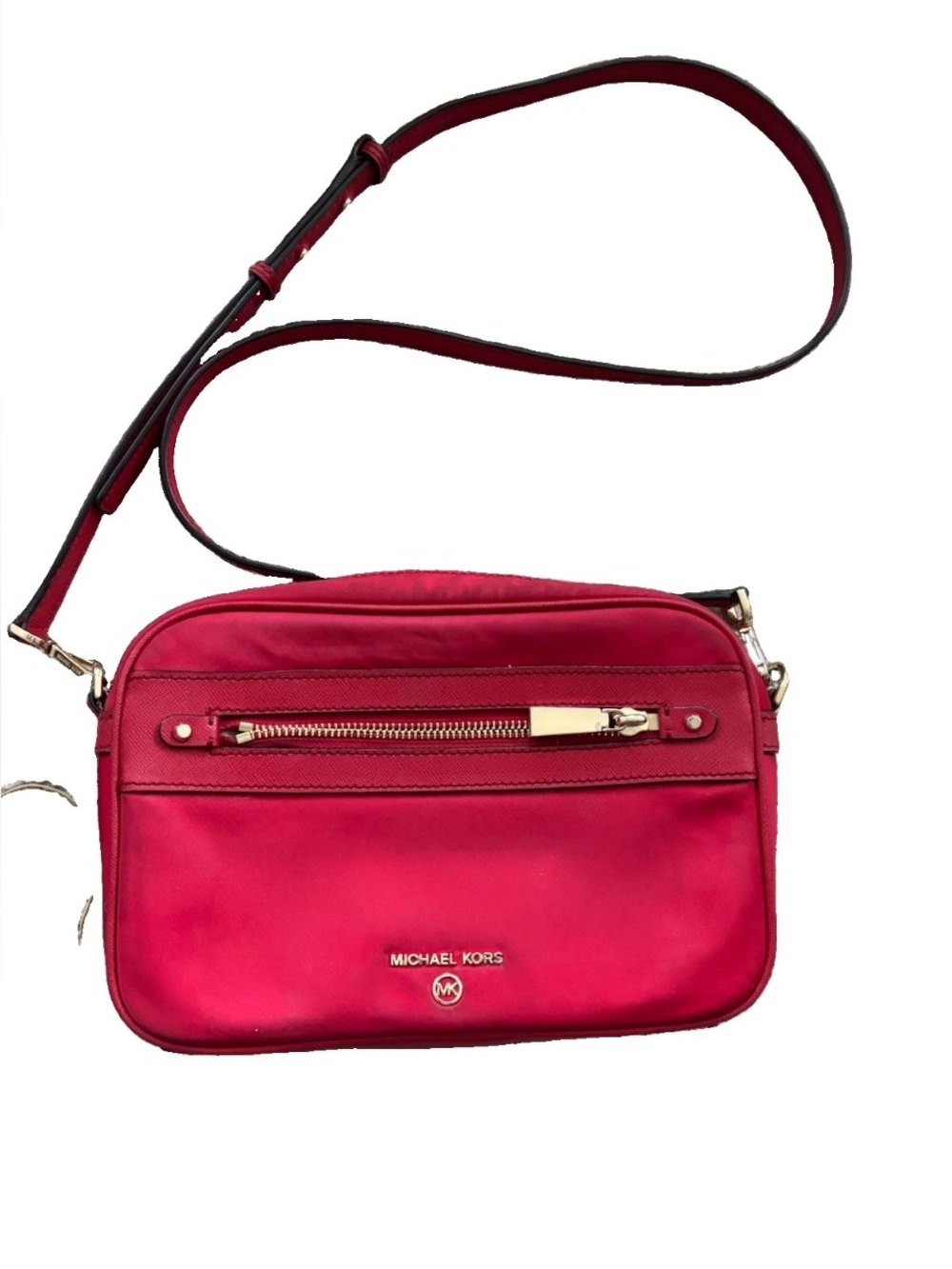Michael Kors Jet Set Charm Large East West Crossbody Bag Nylon Red Gold